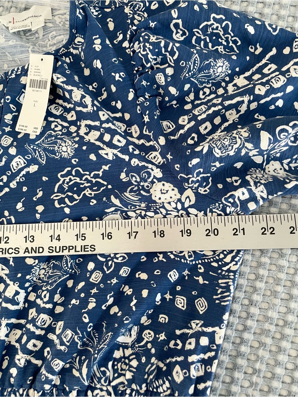 Anthropologie The Somerset Wide Leg Jumpsuit Blue White Floral L Short Sleeve - Picture 4 of 16